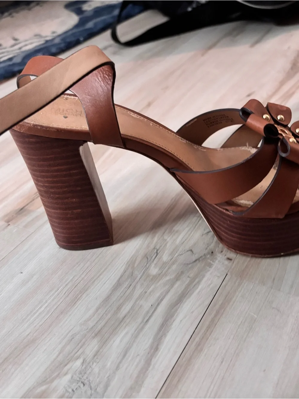 Michael Kors Brown Leather Floral Slingback Heels